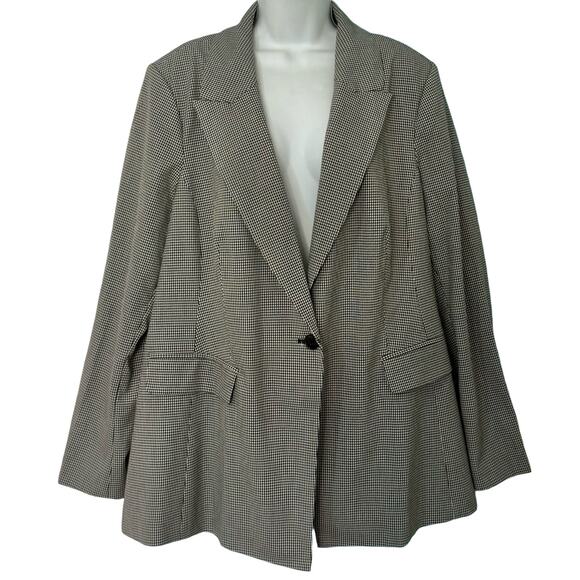 Lane Bryant Jackets & Blazers - Lane Bryant Black White Check Perfect Drape One-Button Blazer size 22 NEW Tags